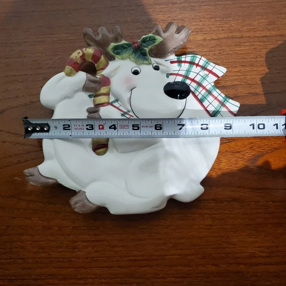 Fitz and Floyd Essentials Christmas Moose Plate‎ Holiday Decor